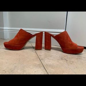 Mansur Gavriel 110mm Wedge Mules (Sz 40, Brick)